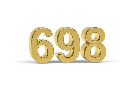 Golden 3d number 698 - Year 698 isolated on white background - 3d renderの写真素材