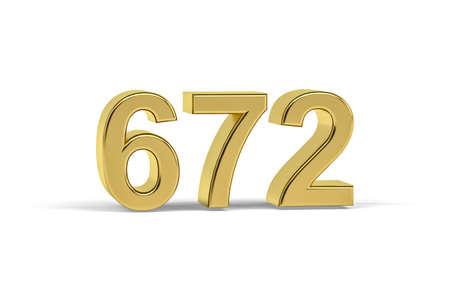 Golden 3d number 672 - Year 672 isolated on white background - 3d renderの写真素材