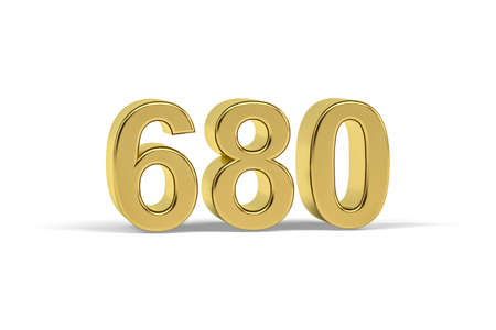 Golden 3d number 680 - Year 680 isolated on white background - 3d renderの写真素材