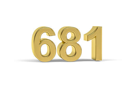 Golden 3d number 681 - Year 681 isolated on white background - 3d renderの写真素材