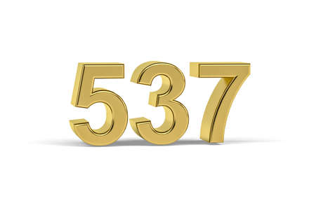 Golden 3d number 537 - Year 537 isolated on white background - 3d renderの写真素材