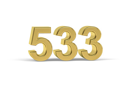 Golden 3d number 533 - Year 533 isolated on white background - 3d renderの写真素材