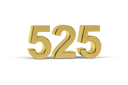 Golden 3d number 525 - Year 525 isolated on white background - 3d renderの写真素材