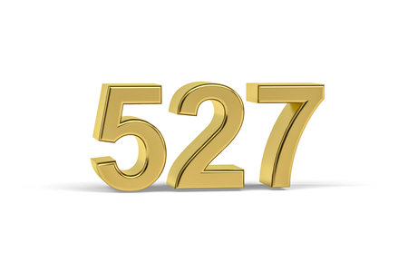 Golden 3d number 527 - Year 527 isolated on white background - 3d renderの写真素材