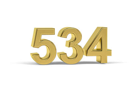 Golden 3d number 534 - Year 534 isolated on white background - 3d renderの写真素材