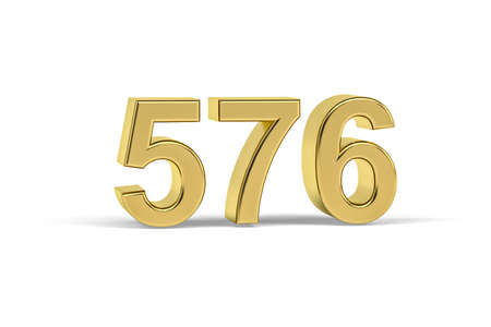 Golden 3d number 576 - Year 576 isolated on white background - 3d renderの写真素材