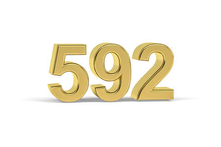 Golden 3d number 592 - Year 592 isolated on white background - 3d renderの写真素材