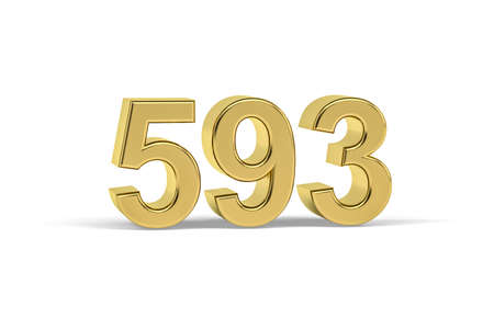 Golden 3d number 593 - Year 593 isolated on white background - 3d renderの写真素材
