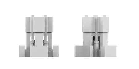 City building mockup on white background - 3D render - copy spaceの写真素材