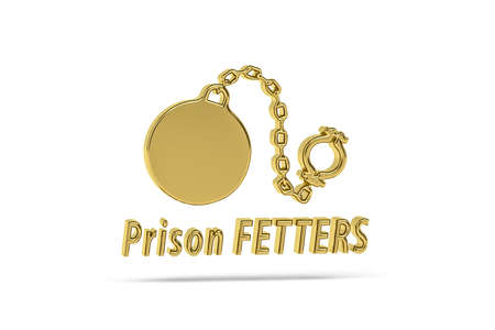Golden 3d prison icon isolated on white background - 3d renderの写真素材