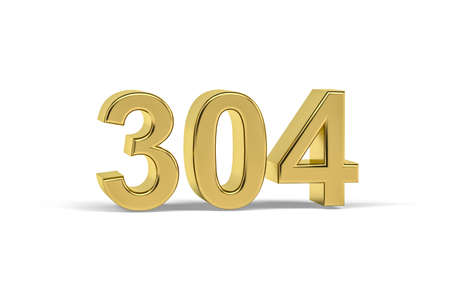 Golden 3d number 304 - Year 304 isolated on white background - 3d renderの写真素材