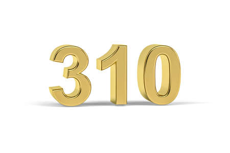 Golden 3d number 310 - Year 310 isolated on white background - 3d renderの写真素材