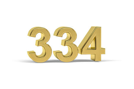 Golden 3d number 334 - Year 334 isolated on white background - 3d renderの写真素材