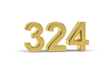 Golden 3d number 324 - Year 324 isolated on white background - 3d renderの写真素材