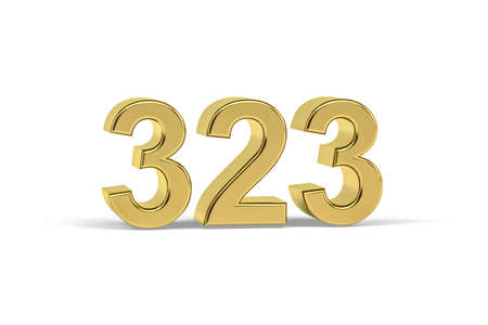 Golden 3d number 323 - Year 323 isolated on white background - 3d renderの写真素材