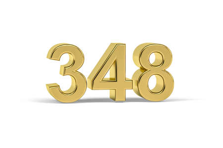 Golden 3d number 348 - Year 348 isolated on white background - 3d renderの写真素材
