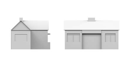 House mockup on white background - 3D render - copy spaceの写真素材