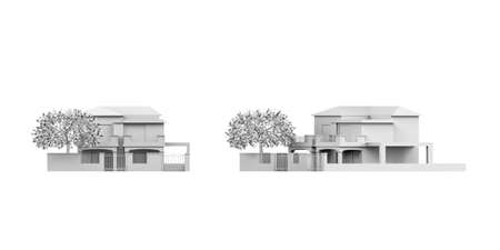 House mockup on white background - 3D render - copy spaceの写真素材