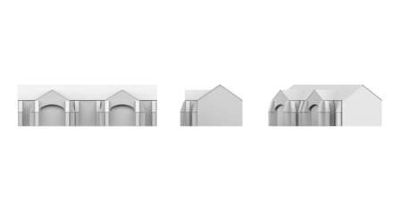 House mockup on white background - 3D render - copy spaceの写真素材