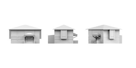 House mockup on white background - 3D render - copy spaceの写真素材