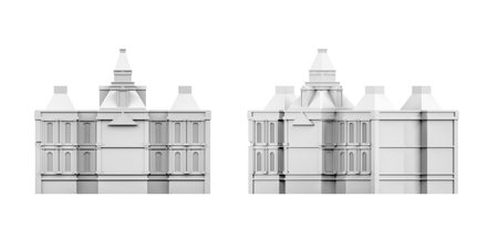 House mockup on white background - 3D render - copy spaceの写真素材