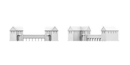 Castle mockup on white background - 3D render - copy spaceの写真素材