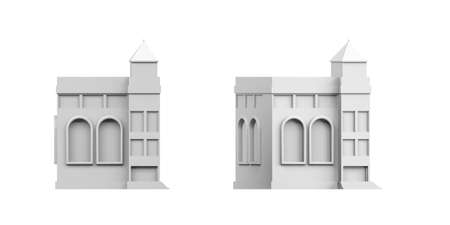 Castle mockup on white background - 3D render - copy spaceの写真素材