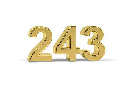 Golden 3d number 243 - Year 243 isolated on white background - 3d renderの写真素材