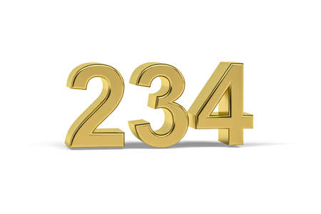 Golden 3d number 234 - Year 234 isolated on white background - 3d renderの写真素材