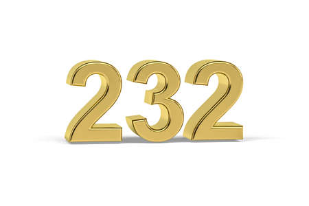 Golden 3d number 232 - Year 232 isolated on white background - 3d renderの写真素材