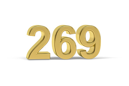 Golden 3d number 269 - Year 269 isolated on white background - 3d renderの写真素材