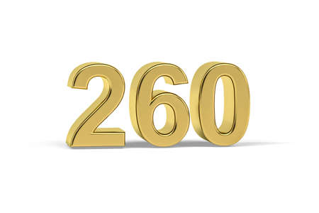 Golden 3d number 260 - Year 260 isolated on white background - 3d renderの写真素材
