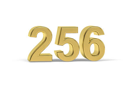 Golden 3d number 256 - Year 256 isolated on white background - 3d renderの写真素材