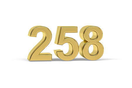 Golden 3d number 258 - Year 258 isolated on white background - 3d renderの写真素材