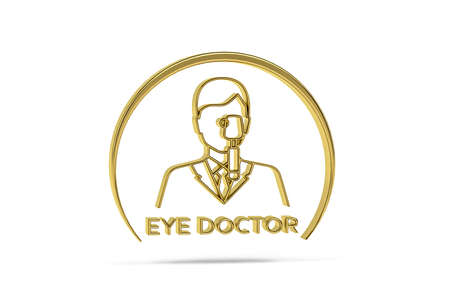 Golden 3d ophthalmologist icon isolated on white background - 3D renderの写真素材