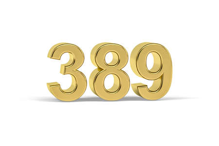 Golden 3d number 389 - Year 389 isolated on white background - 3d renderの写真素材