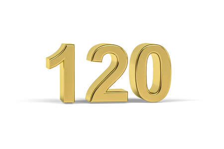 Golden 3d number 120 - Year 120 isolated on white background - 3d renderの写真素材