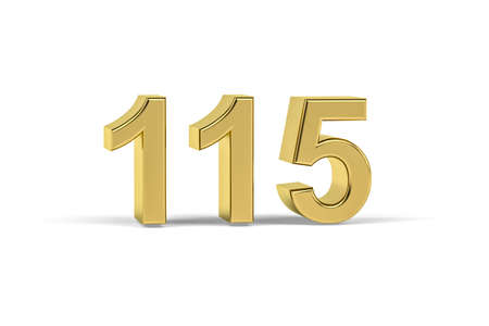 Golden 3d number 115 - Year 115 isolated on white background - 3d renderの写真素材