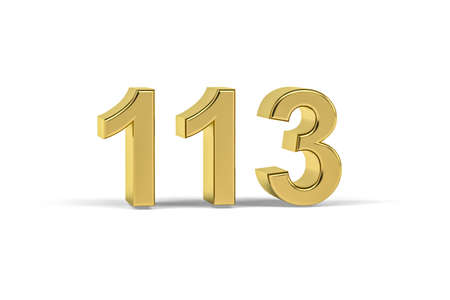 Golden 3d number 113 - Year 113 isolated on white background - 3d renderの写真素材