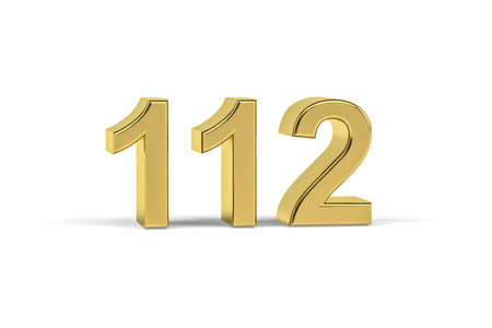 Golden 3d number 112 - Year 112 isolated on white background - 3d renderの写真素材