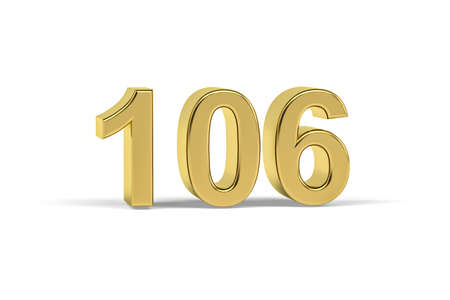 Golden 3d number 106 - Year 106 isolated on white background - 3d renderの写真素材