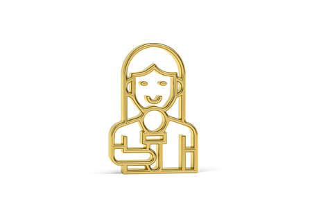 Golden 3d announcer icon isolated on white background - 3d renderの写真素材