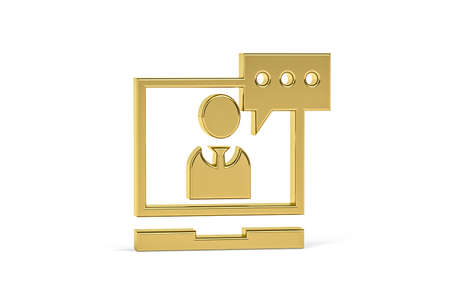 Golden 3d announcer icon isolated on white background - 3d renderの写真素材