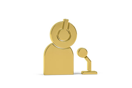 Golden 3d announcer icon isolated on white background - 3d renderの写真素材