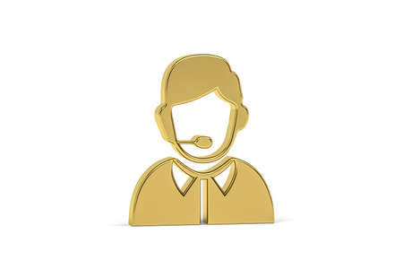 Golden 3d announcer icon isolated on white background - 3d renderの写真素材