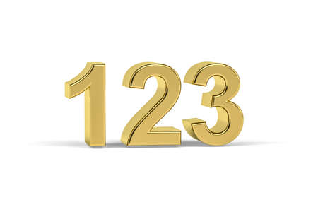 Golden 3d number 123 - Year 123 isolated on white background - 3d renderの写真素材