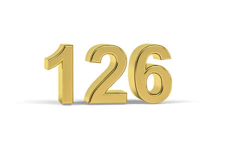 Golden 3d number 126 - Year 126 isolated on white background - 3d renderの写真素材