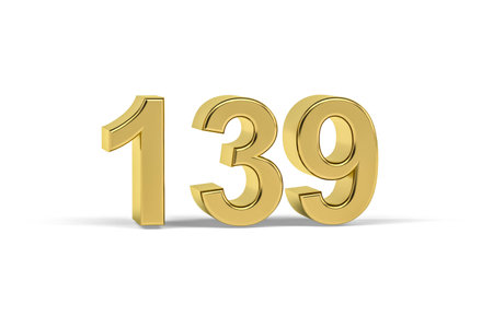 Golden 3d number 139 - Year 139 isolated on white background - 3d renderの写真素材