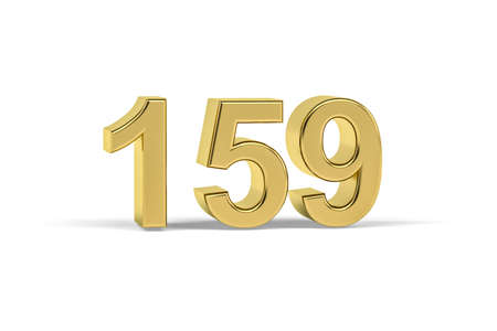 Golden 3d number 159 - Year 159 isolated on white background - 3d renderの写真素材