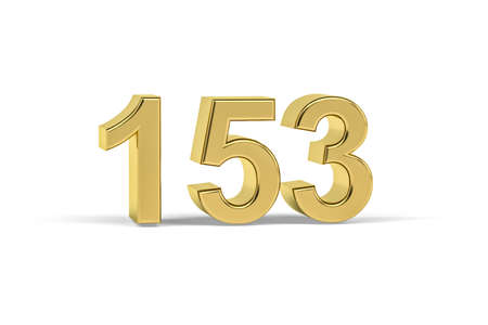 Golden 3d number 153 - Year 153 isolated on white background - 3d renderの写真素材